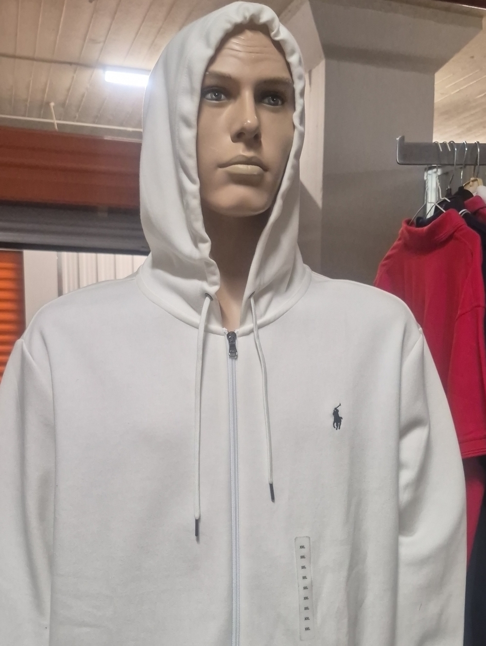 Ralph Lauren White Full-Zip Hoodie with Embroidered Polo Pony